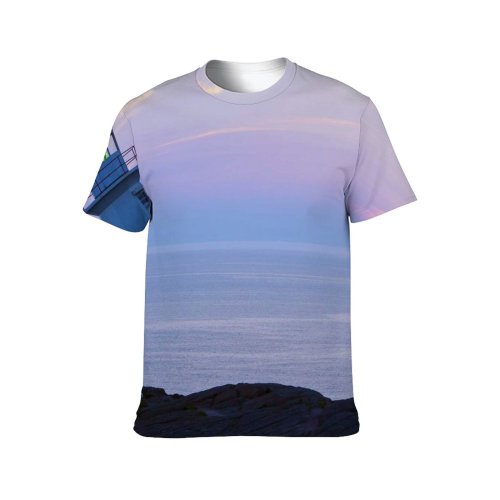 yanfind Adult Full Print T-shirts (men And Women) Lighthouse Clouds Light Ocean Atlantic Newfoundland Landscape Danger Safety Insurance Sunset-