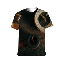 yanfind Adult Full Print T-shirts (men And Women) Compass Dial Flatlay From Above Iron Lighter Metal Overhead Retro Rough