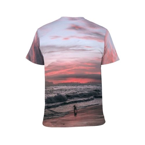 yanfind Adult Full Print T-shirts (men And Women) Bay Beach Clear Cloudy Coast Coastline Dog Foam Ocean Outdoors Pet