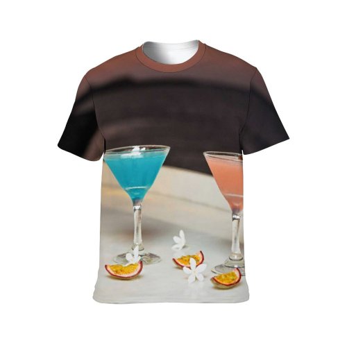 yanfind Adult Full Print T-shirts (men And Women) Sand Relaxation Summer Cocktail Glass Travel Reflection Outdoors Tropical Still Vodka