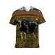 yanfind Adult Full Print T-shirts (men And Women) Landscape Field Agriculture Grass Grassland Milk Rural Calf Farmland Pasture Cattle