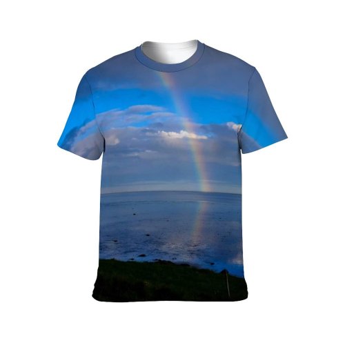 yanfind Adult Full Print T-shirts (men And Women) Dawn Dusk Idyllic Ocean Rainbow Reflection Scenery Scenic Sea Seashore Sky Tranquil