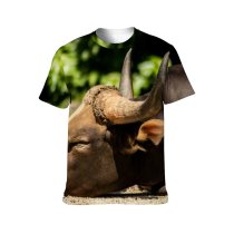yanfind Adult Full Print T-shirts (men And Women) Farm Grass Milk Portrait Outdoors Bull Cow Safari Calf Horn Bison Cattle