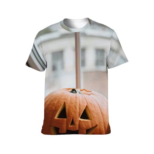 yanfind Adult Full Print T-shirts (men And Women) Carved Pumpkin Halloween Happy O Lantern O'lantern Trick Treat Window