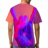yanfind Adult Full Print T-shirts (men And Women) Communication Space Electric Light Fingers Gesture Negative Neon Art Non Verbal Palm