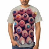 yanfind Adult Full Print T-shirts (men And Women) Pencils Colour Colours Crayons Rainbow School Wooden