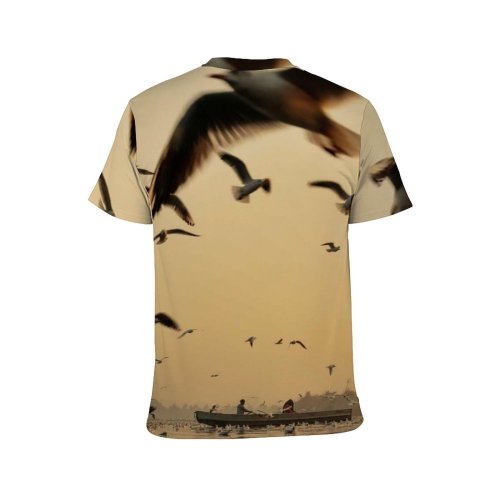 yanfind Adult Full Print T-shirts (men And Women) Beak Bird Boat Calm Cloudless Creature Distant Evening Feather Flight Flock Fly