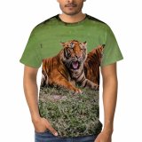 yanfind Adult Full Print T-shirts (men And Women) Grass Fur Cat Hunter Jungle Safari Wildlife Angry Danger Staring