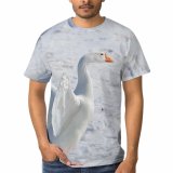 yanfind Adult Full Print T-shirts (men And Women) Bird Feathers Goose Outdoors Snow Wading Winter