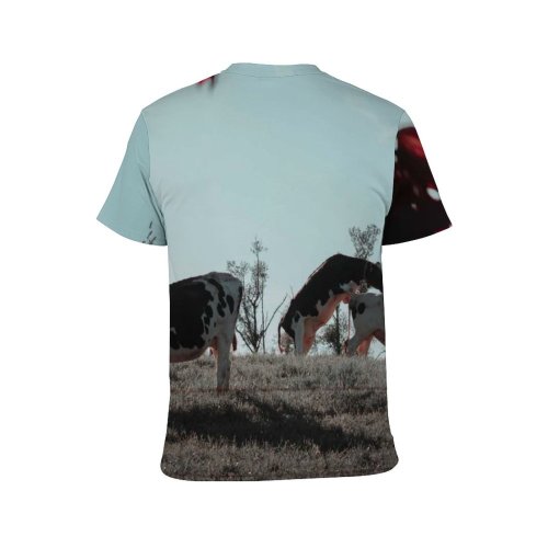 yanfind Adult Full Print T-shirts (men And Women) Landscape Field Countryside Agriculture Farm Grass Fall Milk Cow Horse Rural Farming