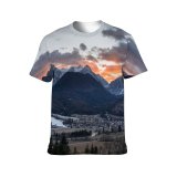 yanfind Adult Full Print T-shirts (men And Women) Clouds Conifers Dawn Dusk Fir Trees Freezing Frosty Frozen Idyllic