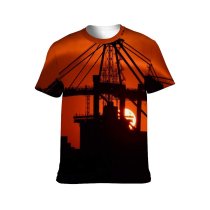 yanfind Adult Full Print T-shirts (men And Women) Backlit Built Cargo Concrete Construction Container Port Export Freight Harbor Harbour Cranes