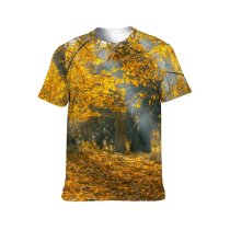 yanfind Adult Full Print T-shirts (men And Women) Autumn Leaves Branch Colorful Countryside Daylight Fall Forest Golden Ground Growth Landscape