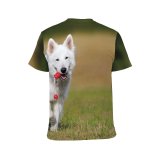 yanfind Adult Full Print T-shirts (men And Women) Cute Dog Fetch Outdoors Pet Play Playing Swiss
