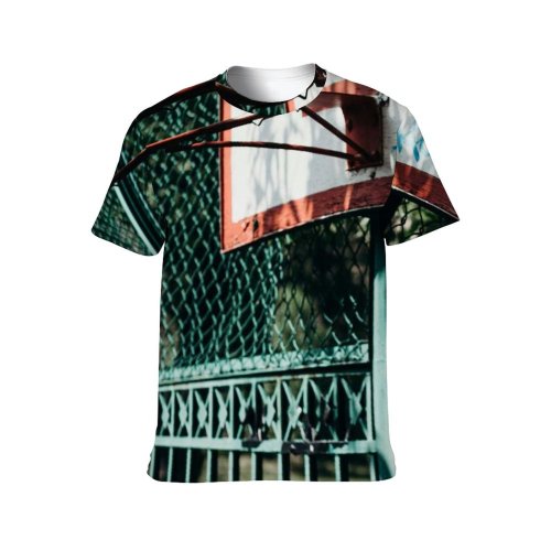 yanfind Adult Full Print T-shirts (men And Women) Wood Street Architecture Courtyard Fence Outdoors Iron Web Urban Security Recreation