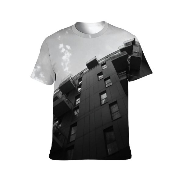 yanfind Adult Full Print T-shirts (men And Women) Apartment Architecture Balcony Building City Cityscape Clouds Facade Glass Items Shot