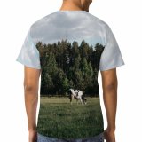 yanfind Adult Full Print T-shirts (men And Women) Cattle Cow Dairy Farm Farmland Field Flock Landscape Lawn Meadow Outdoors