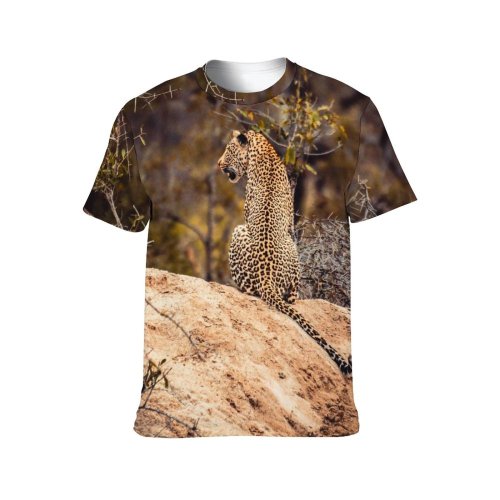 yanfind Adult Full Print T-shirts (men And Women) Desert Bush Grass Park Tree Travel Cat Outdoors Wild Leopard Safari
