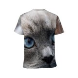 yanfind Adult Full Print T-shirts (men And Women) Eyes Cat Grey Pet Portrait Staring Whisker