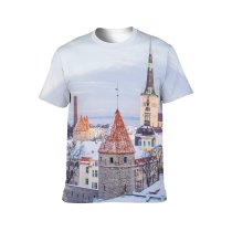 yanfind Adult Full Print T-shirts (men And Women) Architecture Buildings Castle Cathedral Church City Gothic Snow Town Winter