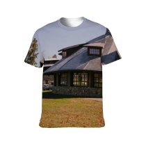 yanfind Adult Full Print T-shirts (men And Women) Attic Autumn Sky Building Cottage Countryside Deciduous Dwell Exterior Facade Fallen Grass