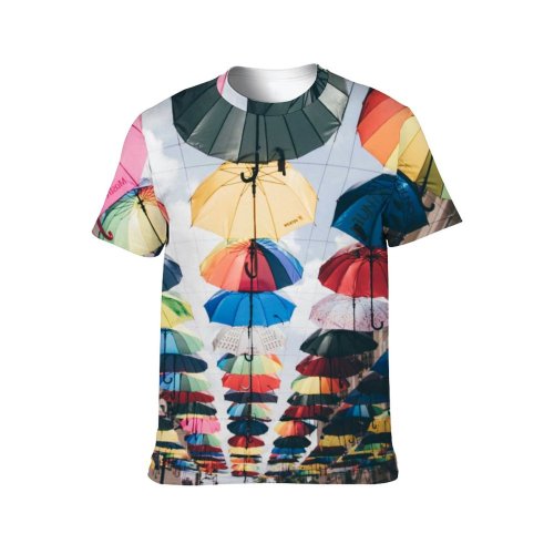 yanfind Adult Full Print T-shirts (men And Women) City Summer Texture Travel Outdoors Tourism Sunshade Umbrella Nylon Motley Sunblind