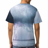 yanfind Adult Full Print T-shirts (men And Women) Sea Landscape Sunset Beach Ocean Dark Cloud Dramatic Rainbow Thunder