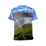 yanfind Adult Full Print T-shirts (men And Women) Cliff Daylight Flow Grass Landscape Exposure Outdoors Rainbow Rapids River Rocks