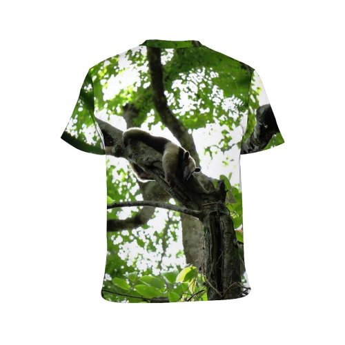 yanfind Adult Full Print T-shirts (men And Women) Wood Summer Trunk Park Leaf Tree Monkey Outdoors Hanging Branch Wildlife