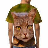 yanfind Adult Full Print T-shirts (men And Women) Cat Face Cute Felidae Fur Kitty Pet Staring Whiskers