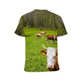 yanfind Adult Full Print T-shirts (men And Women) Breathtaking Calm Cattle Cliff Countryside Cow Daylight Daytime Farmland Field Flora Grass