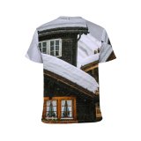yanfind Adult Full Print T-shirts (men And Women) Blizzard Calm Cloudy Cottage Countryside Daytime Dwell Estate Exterior Facade Frost