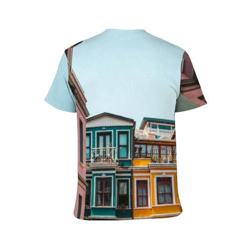 yanfind Adult Full Print T-shirts (men And Women) Apartment Buildings Architecture Sky Colours Building Exterior Colorful Colourful Commerce Istanbul Old