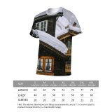 yanfind Adult Full Print T-shirts (men And Women) Blizzard Calm Cloudy Cottage Countryside Daytime Dwell Estate Exterior Facade Frost