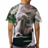 yanfind Adult Full Print T-shirts (men And Women) Cute Park Tree Portrait Monkey Outdoors Wild Baby Wildlife Primate Sit