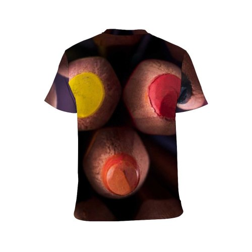 yanfind Adult Full Print T-shirts (men And Women) Wood Wooden Still Crayon Pastel Coloring Motley Round