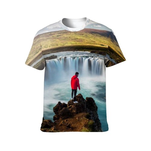 yanfind Adult Full Print T-shirts (men And Women) Landscape Sunset Lake River Fall Seascape Waterfall Rock Outdoors Rainbow