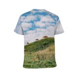 yanfind Adult Full Print T-shirts (men And Women) Landscape Countryside Hill Agriculture Travel Cloud Grassland Outdoors Rural Country Farmland Pasture