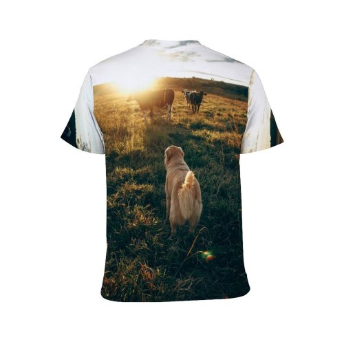 yanfind Adult Full Print T-shirts (men And Women) Backlit Cattle Cloudy Sky Countryside Cow Creature Dog Dusk Evening Fauna Field