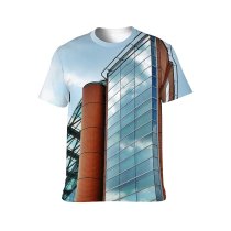 yanfind Adult Full Print T-shirts (men And Women) Architectural Design Architecture Building Clouds Futuristic Glass Items High Shot