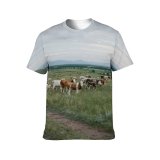 yanfind Adult Full Print T-shirts (men And Women) Bovine Calm Cattle Cloudy Cow Creature Daytime Ecology Farm Flock Freedom