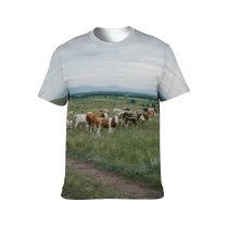yanfind Adult Full Print T-shirts (men And Women) Bovine Calm Cattle Cloudy Cow Creature Daytime Ecology Farm Flock Freedom