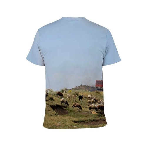 yanfind Adult Full Print T-shirts (men And Women) Landscape Summer Countryside Agriculture Grass Travel Outdoors Cow Rural Sheep Farmland