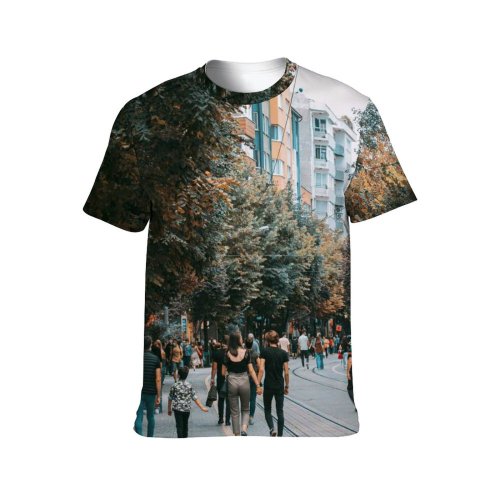 yanfind Adult Full Print T-shirts (men And Women) Light City Road Landscape Street Winter Park Architecture Tree Fall Travel Pavement