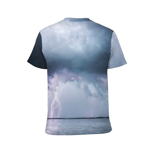 yanfind Adult Full Print T-shirts (men And Women) Sea Landscape Sunset Beach Ocean Dark Cloud Dramatic Rainbow Thunder