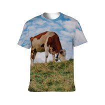 yanfind Adult Full Print T-shirts (men And Women) Landscape Countryside Agriculture Farm Grassland Milk Outdoors Rural Farmland Pasture Hayfield