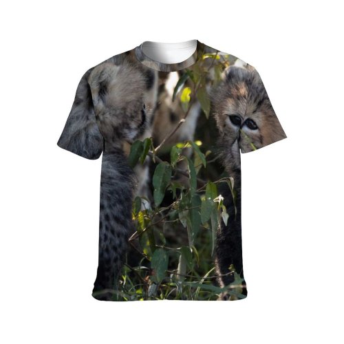 yanfind Adult Full Print T-shirts (men And Women) Cute Grass Fur Cat Wild Leopard Safari Danger Cheetah Cub