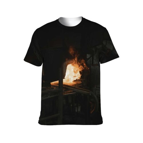 yanfind Adult Full Print T-shirts (men And Women) Light Home Room Abandoned Fireplace Flame Grinder Energy Coal Mine Eerie Calamity