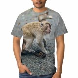 yanfind Adult Full Print T-shirts (men And Women) Sand Street Cute Fur Monkey Outdoors Wild Funny Tropical Wildlife