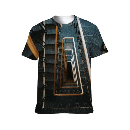 yanfind Adult Full Print T-shirts (men And Women) Wood Art Texture Wall Architecture Ladder Reflection Design Iron Retro